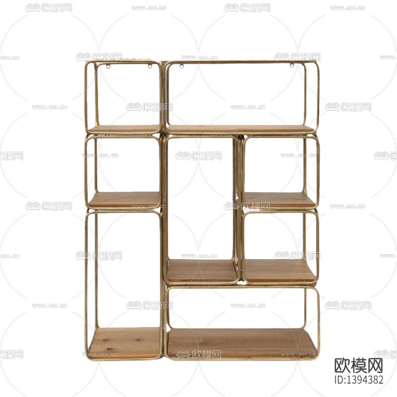 北欧复古做旧实木陈列架下载