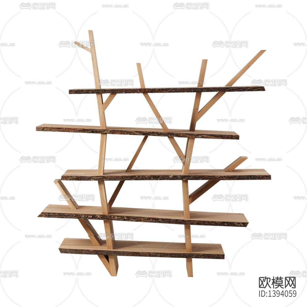 北欧天然原木多层层板树枝状陈列架下载