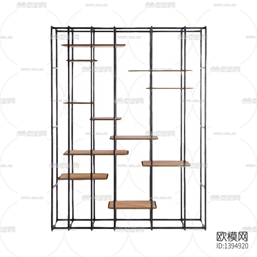 北欧简约创意不锈钢实木置物架