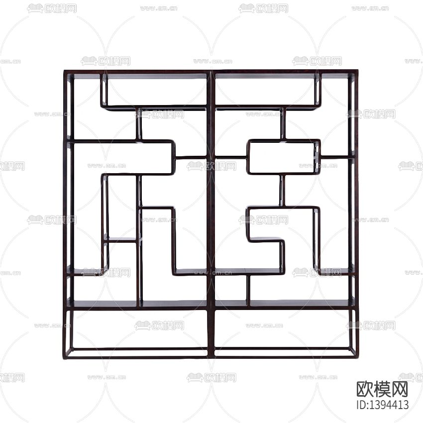 新中式简约禅意实木陈列架下载