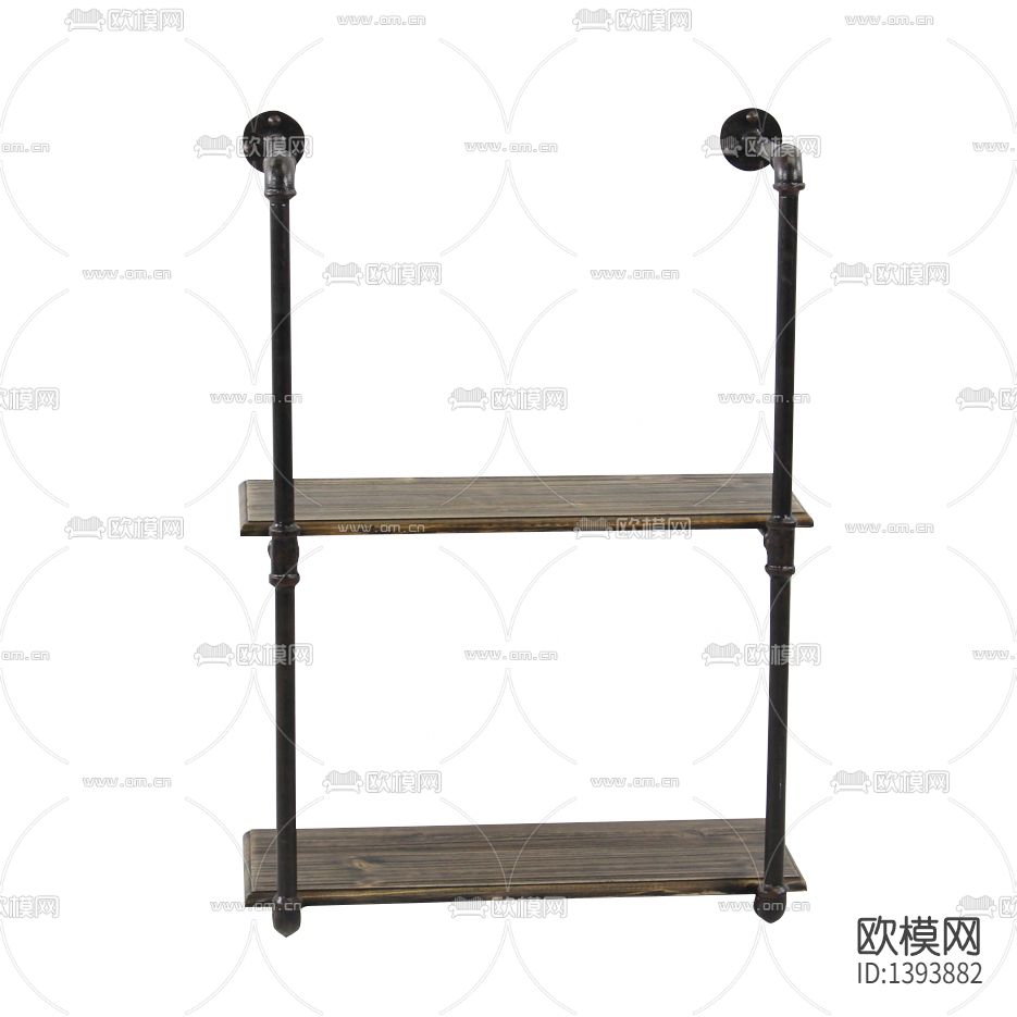 工业风复古金属水管实木层板壁架下载