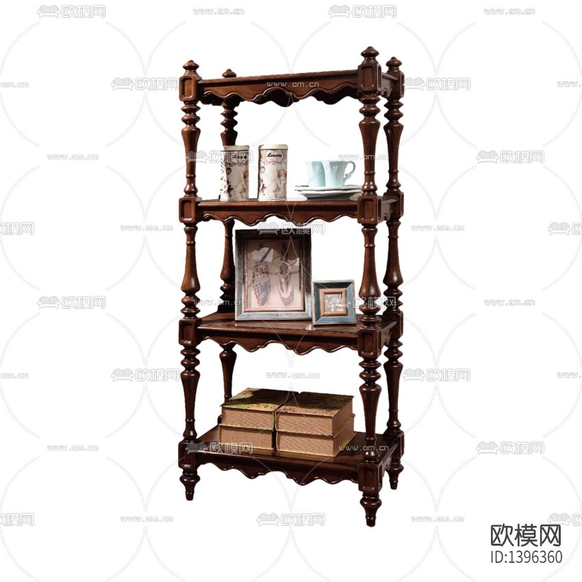 美式古典实木雕花陈列架下载