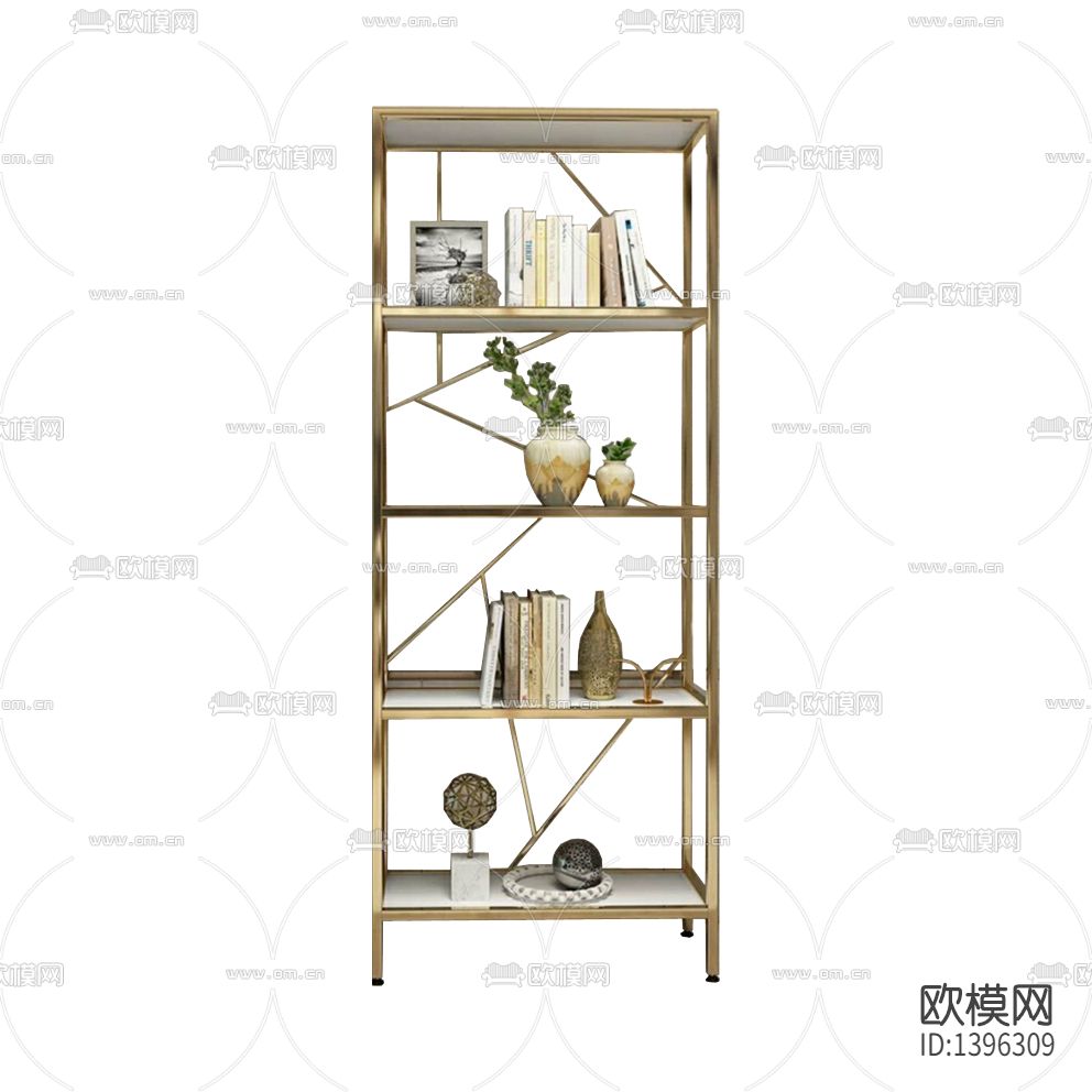 现代轻奢不锈钢实木陈列架下载