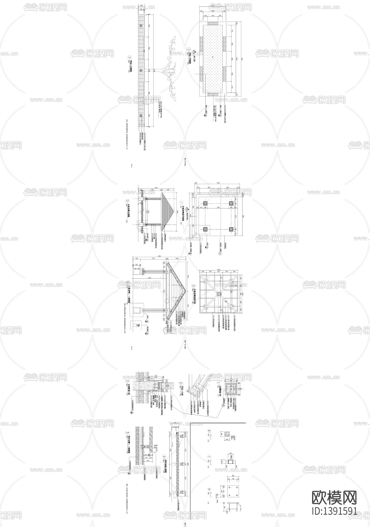 树阵广场CAD详图下载（渲染图2）