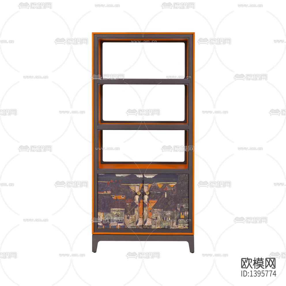 现代简约创意实木彩绘陈列架下载