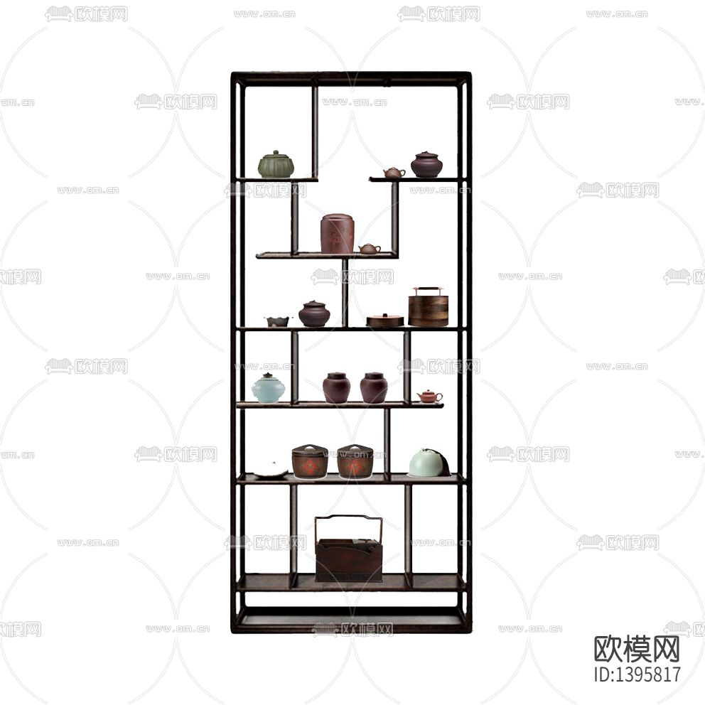 新中式简约创意实木陈列架下载