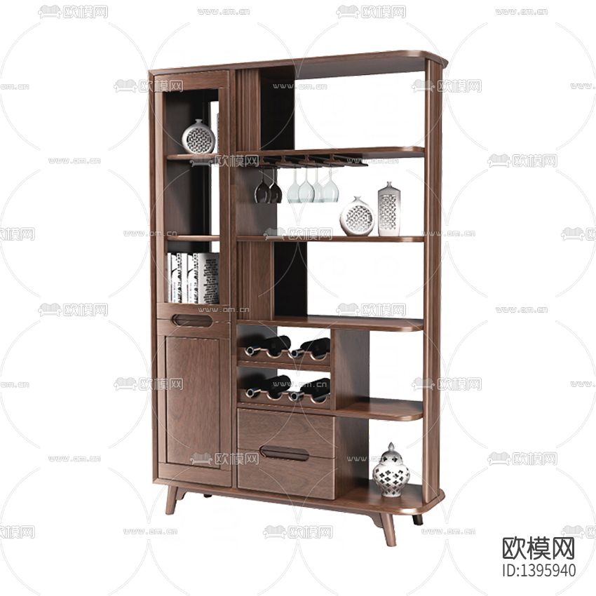 现代简约创意实木陈列架下载