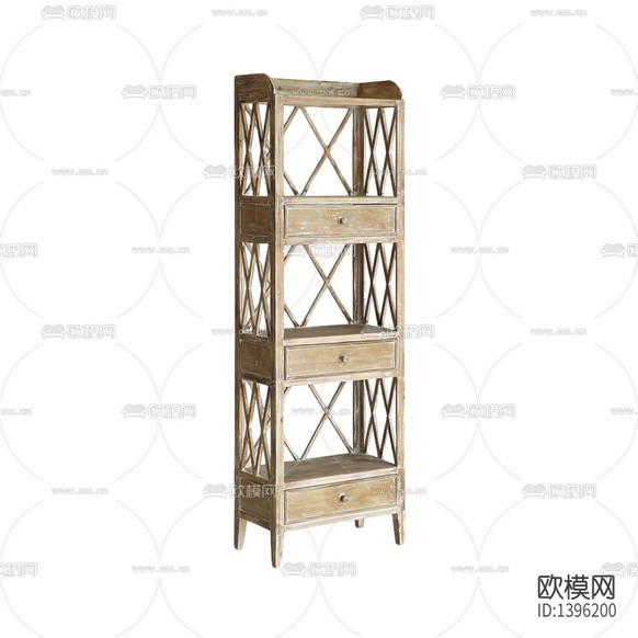 美式复古做旧实木陈列架下载