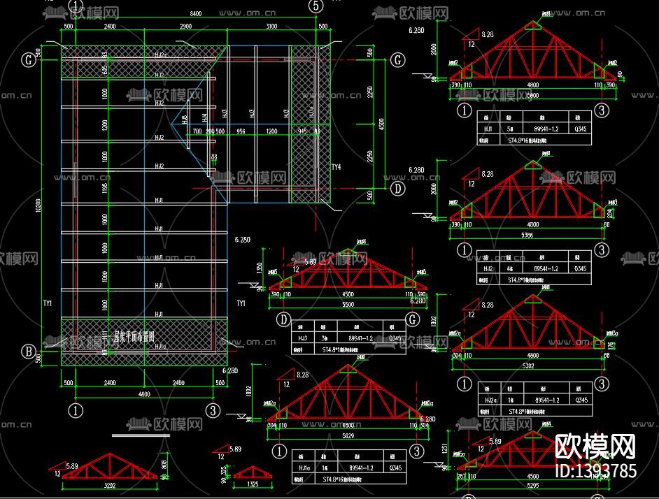 轻钢厂房cad施工图下载（渲染图4）