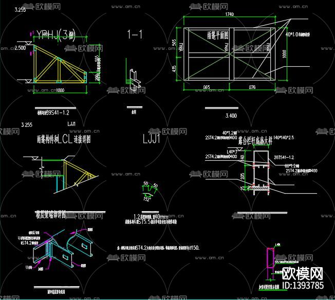 轻钢厂房cad施工图下载（渲染图7）