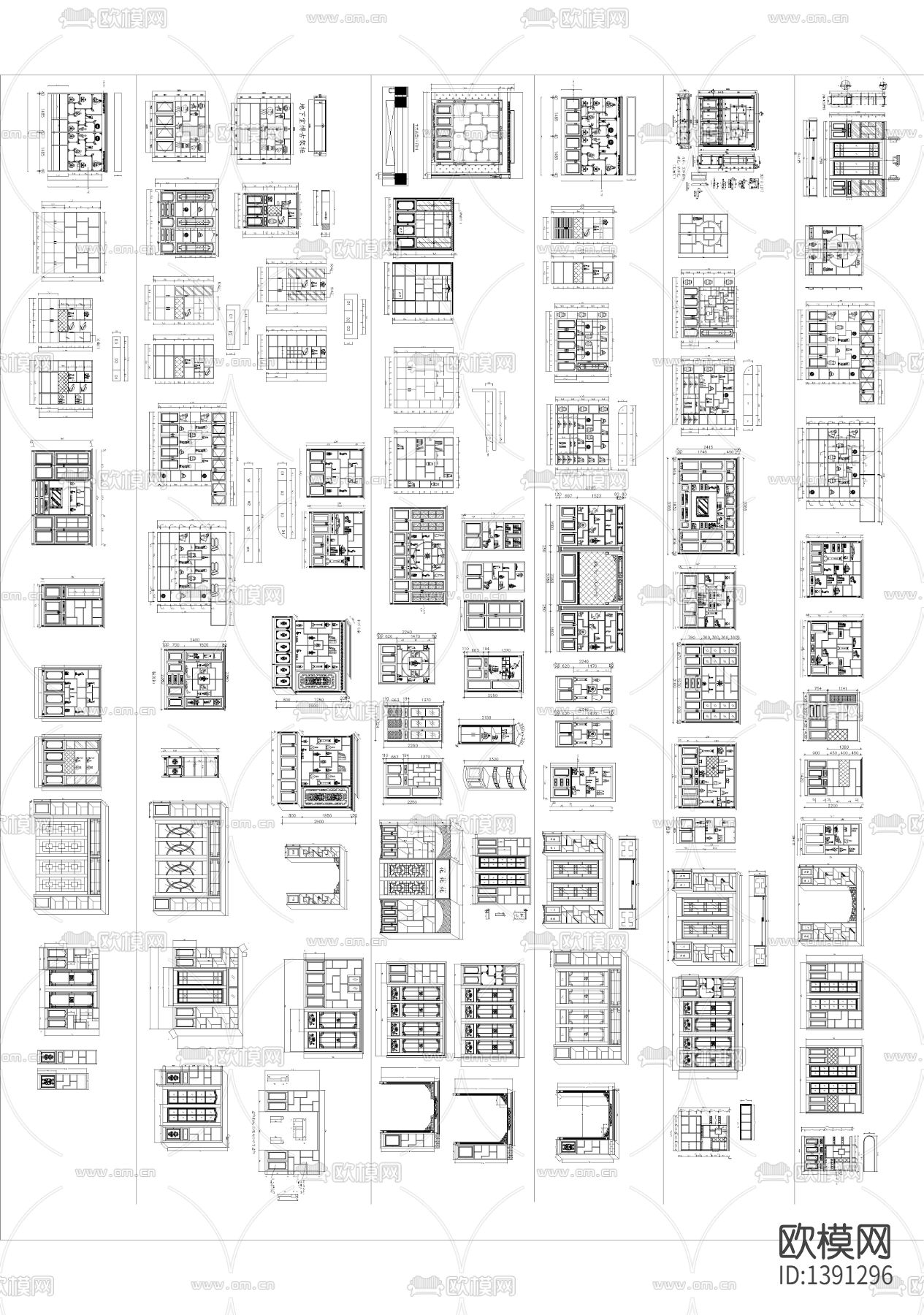 中式博古架酒柜屏风cad图库下载（渲染图1）