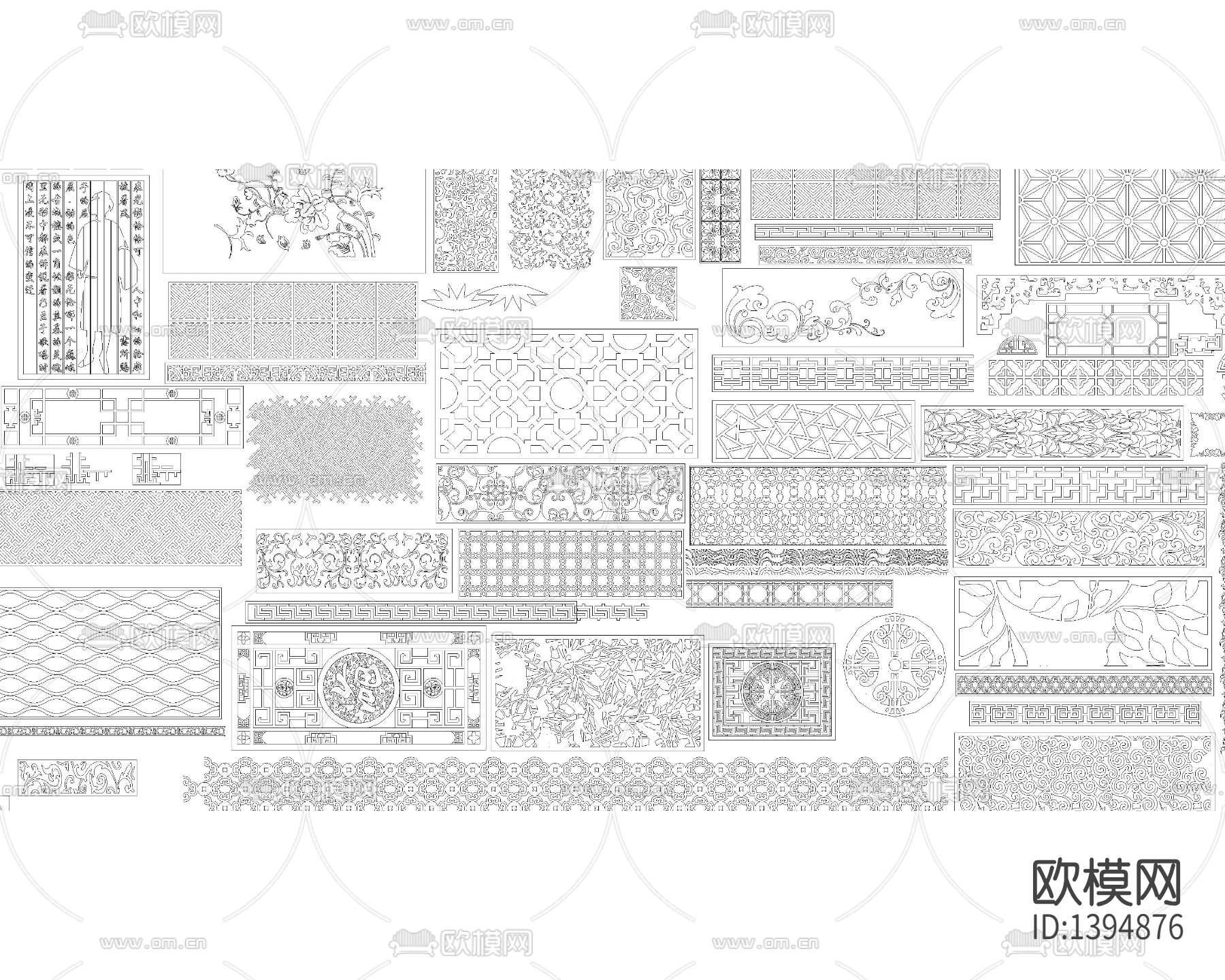 中式CAD花纹大全下载（渲染图1）