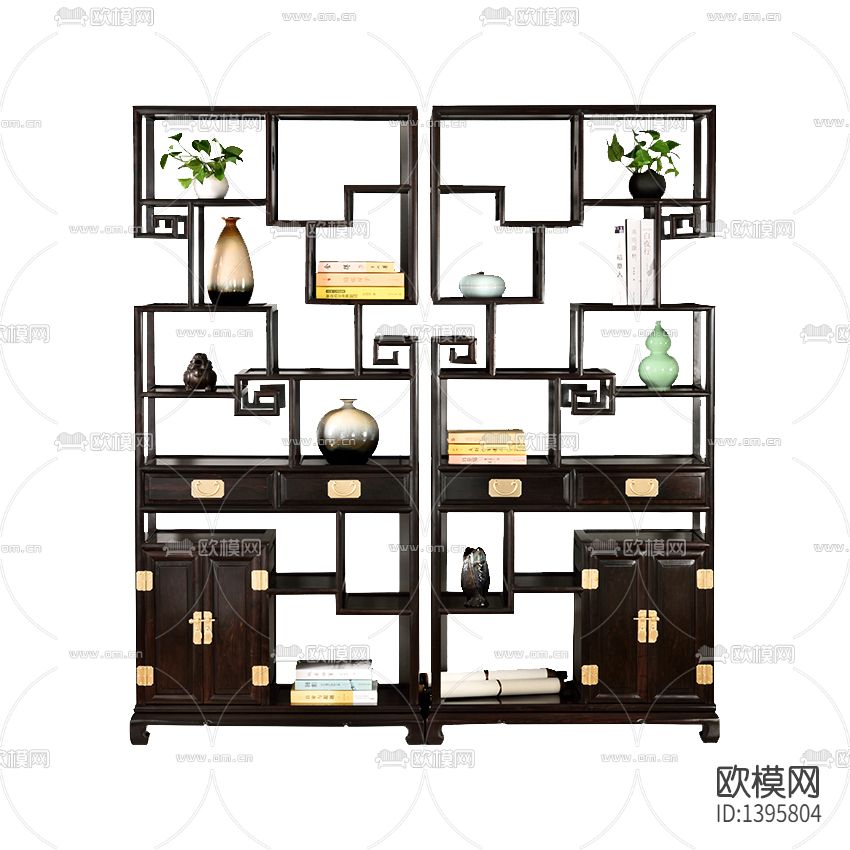 中式古典实木博古架