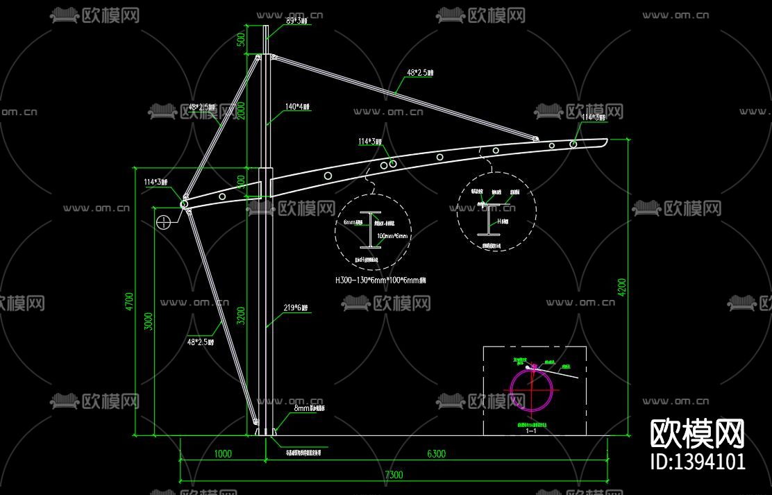 膜结构工程方案图（16米x7.3米）下载（渲染图3）