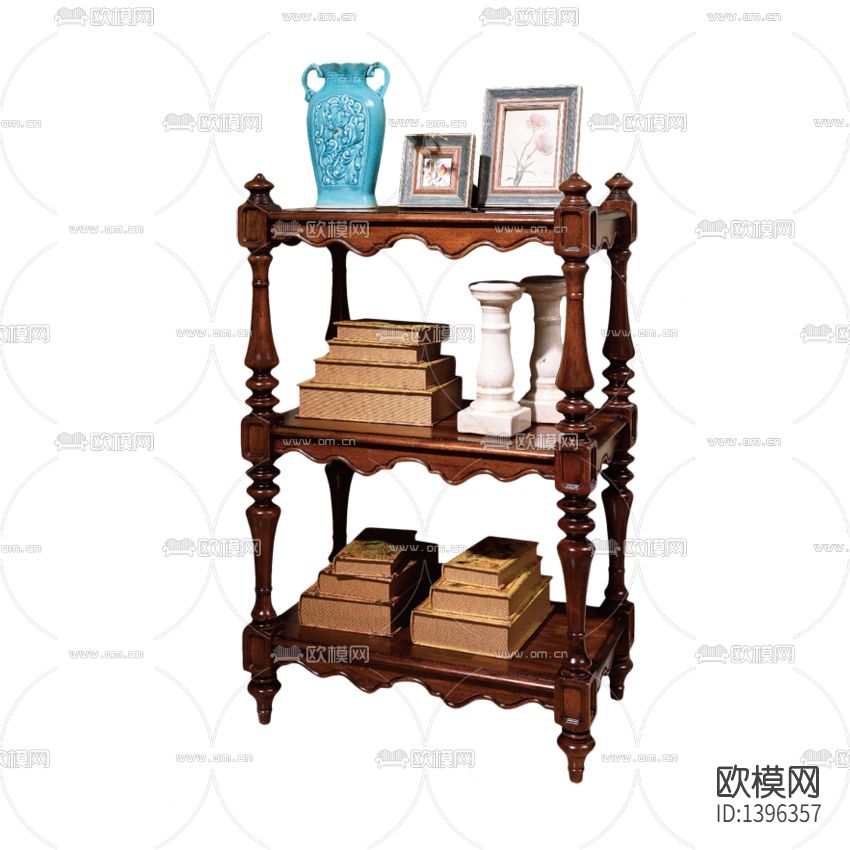 美式古典实木雕花陈列架下载