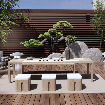  新中式庭院景观su模型 