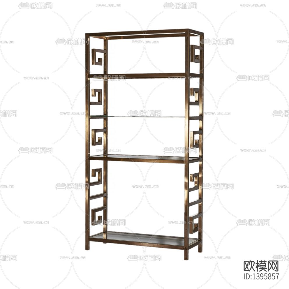 新中式轻奢回纹不锈钢玻璃陈列架下载