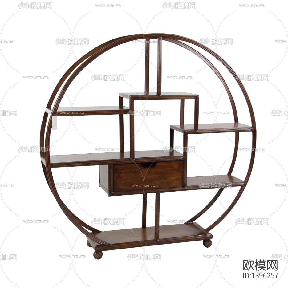 新中式简约创意实木圆形陈列架下载