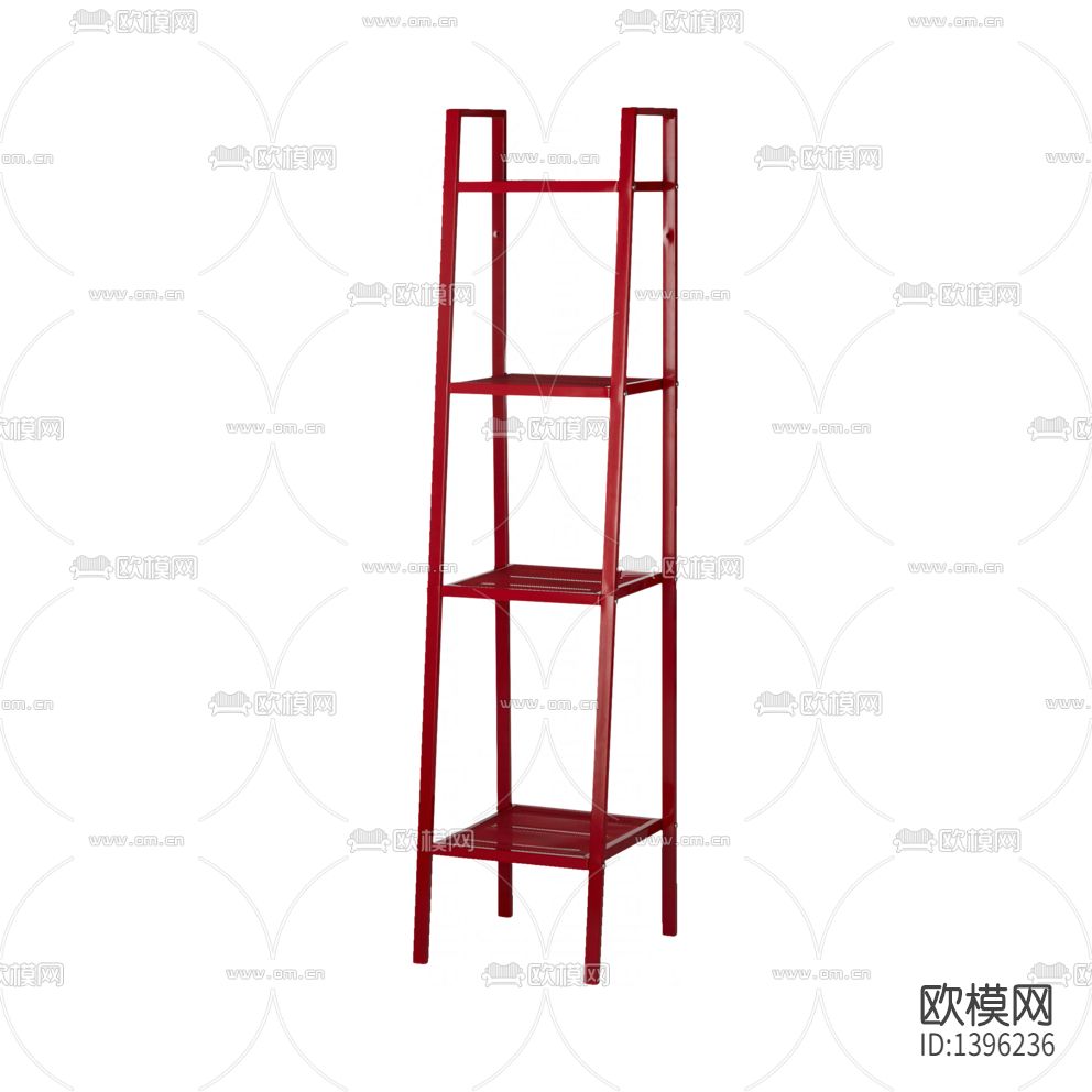 北欧简约创意红色实木陈列架