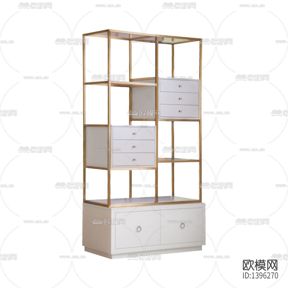 现代轻奢不锈钢实木陈列架下载