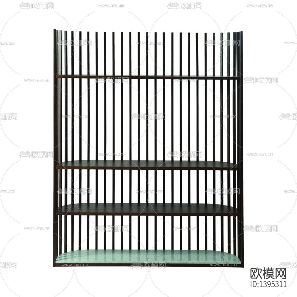 现代简约创意实木格栅大理石陈列架
