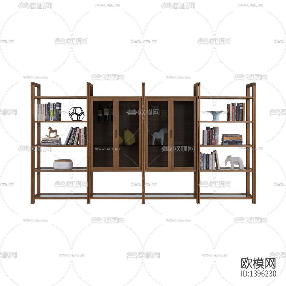 北欧简约创意实木玻璃陈列架下载