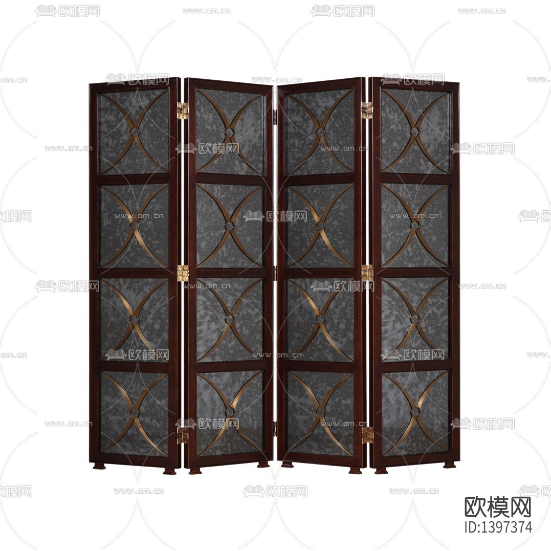 简欧古典创意实木不锈钢折叠屏风下载