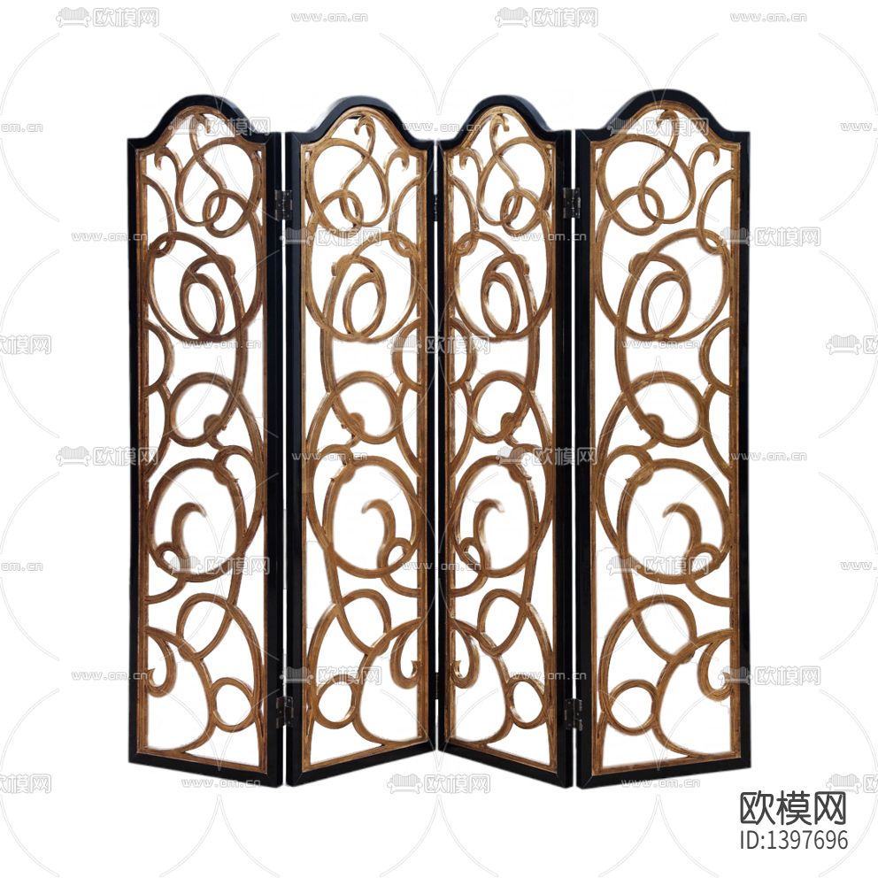 欧式简约创意实木雕花折叠屏风下载
