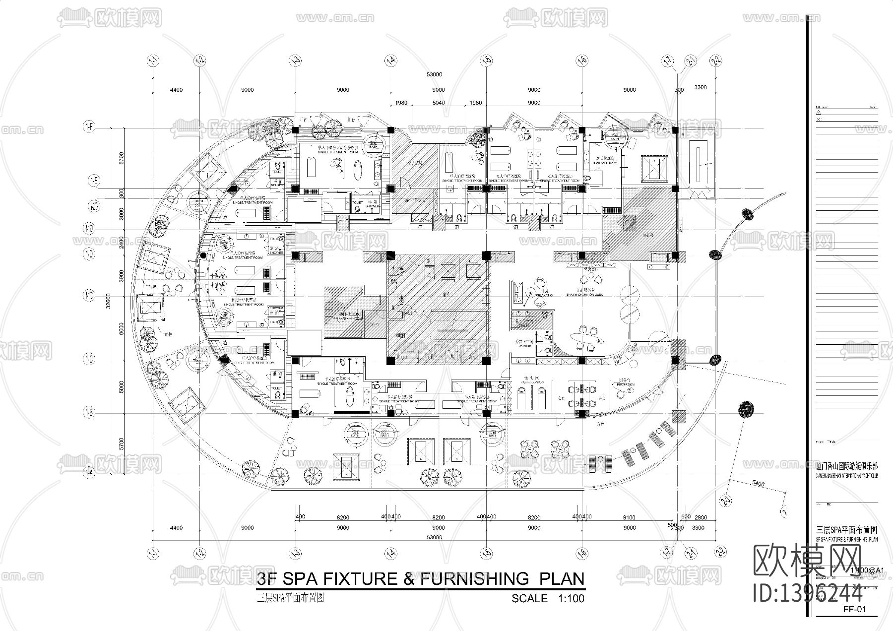SPA会所cad施工图下载（渲染图1）