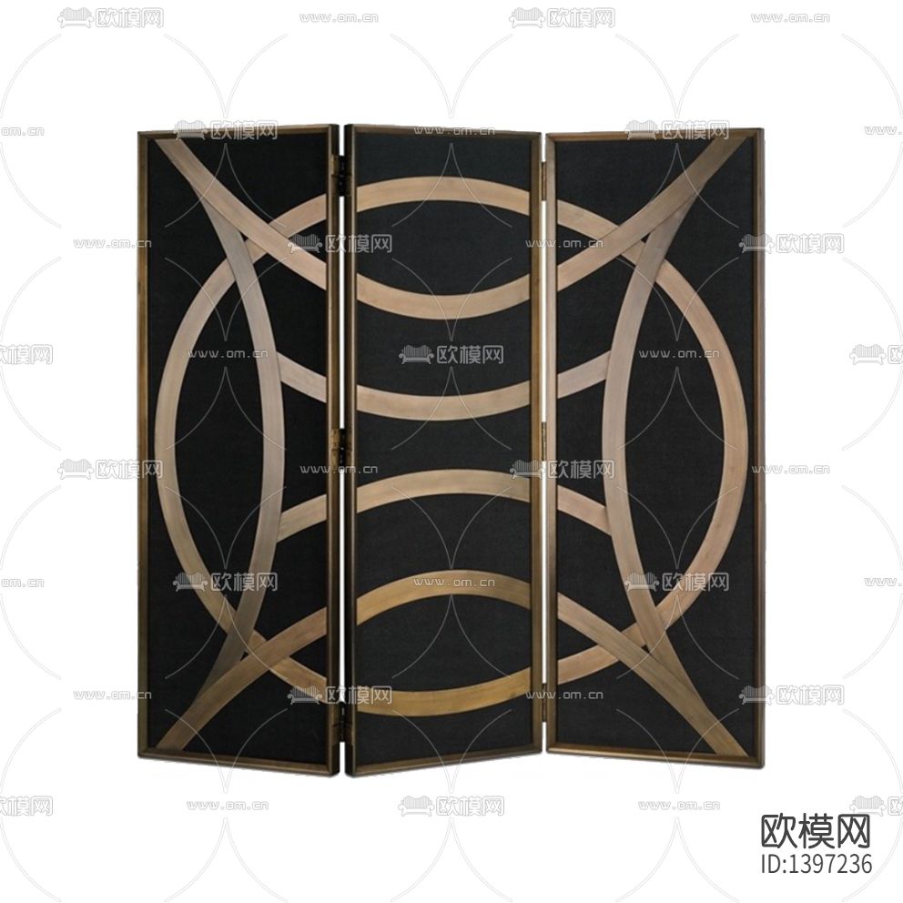 现代轻奢创意不锈钢实木折叠屏风下载