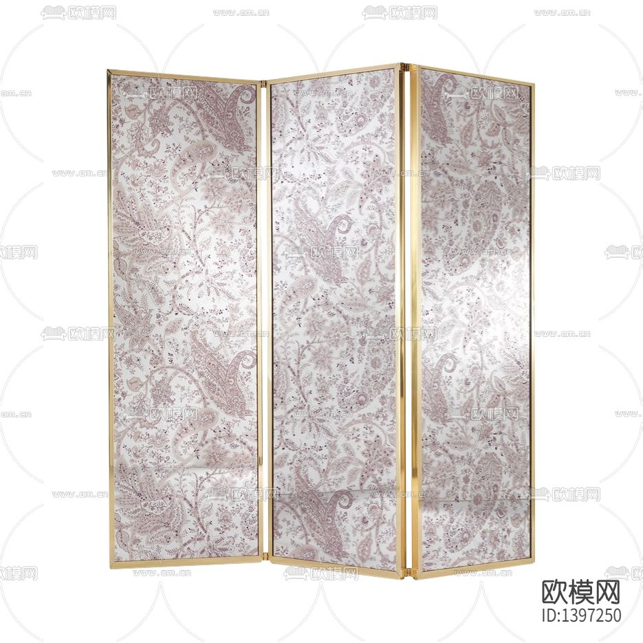 简欧创意不锈钢彩绘印花折叠屏风下载