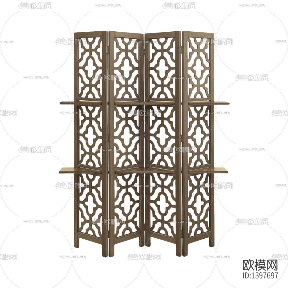 新中式简约创意实木折叠屏风下载