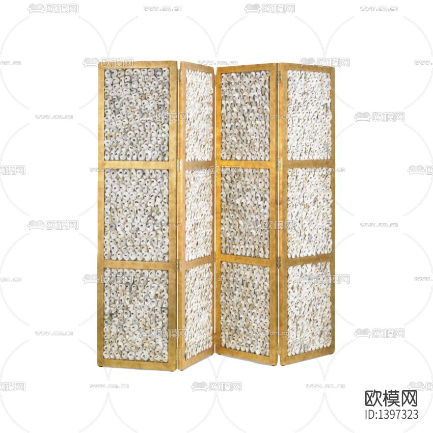 北欧简约创意实木拼接贝壳折叠屏风下载