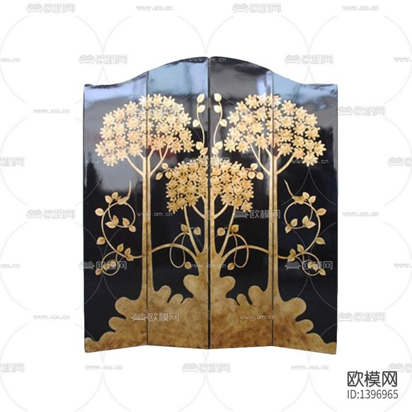 東南亞古典實(shí)木手繪金箔烤漆折疊屏風(fēng)下載