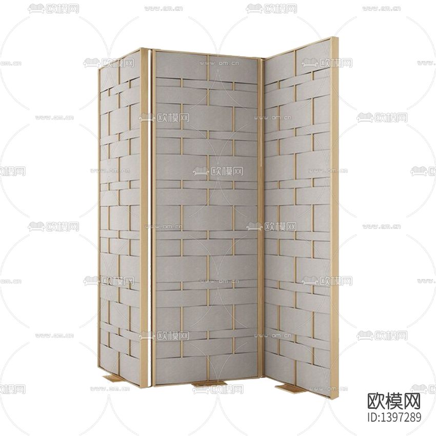 现代轻奢不锈钢皮革折叠屏风下载