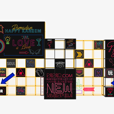  工业风霓虹灯su模型 