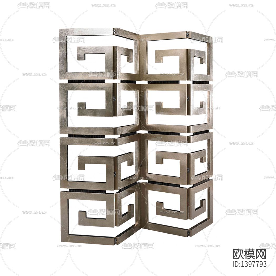 新中式古典不锈钢折叠屏风下载