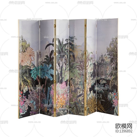 北歐輕奢彩繪印花折疊屏風(fēng)下載