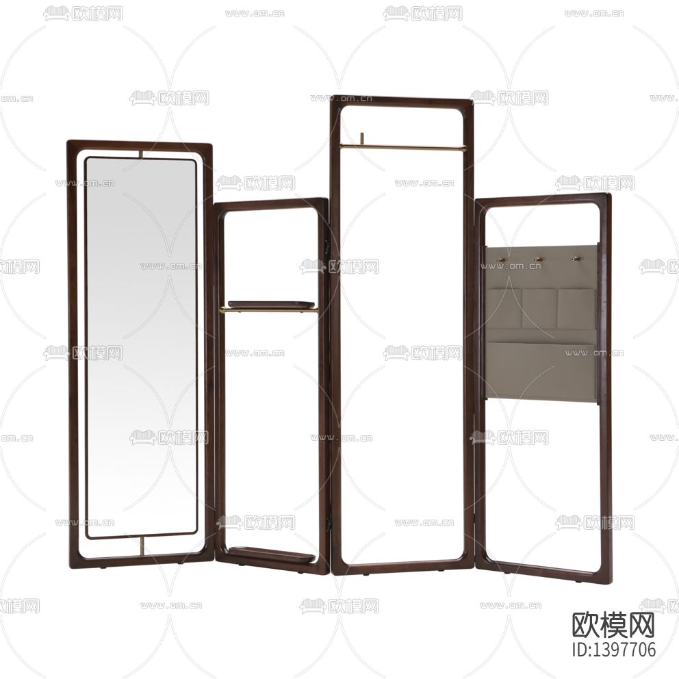 新中式简约创意实木折叠屏风下载