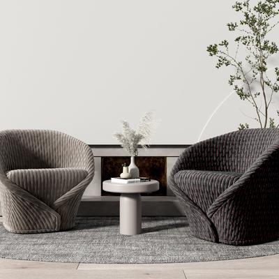  现代藤编休闲沙发su模型 