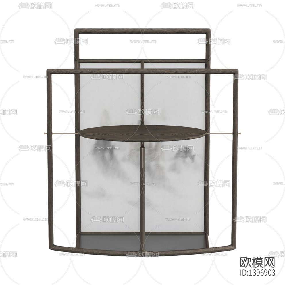 新中式简约创意实木彩绘玻璃屏风隔断