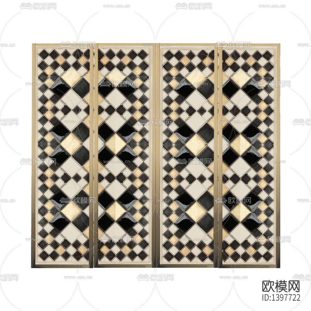 现代轻奢不锈钢皮革布艺拼接隔断屏风下载
