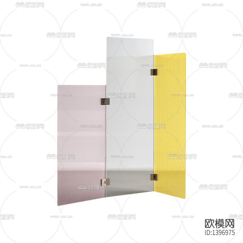 现代简约创意彩色艺术玻璃折叠屏风下载