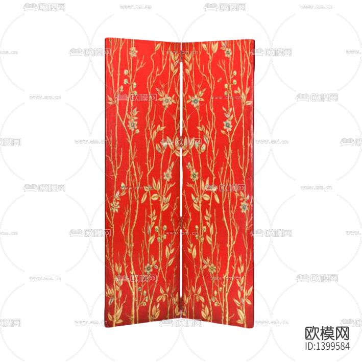 简欧实木花卉印花折叠屏风下载