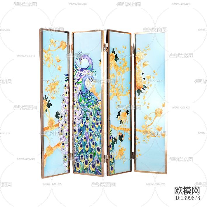 简欧轻奢不锈钢彩绘玻璃折叠屏风下载