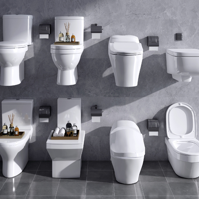  现代抽水马桶su模型 