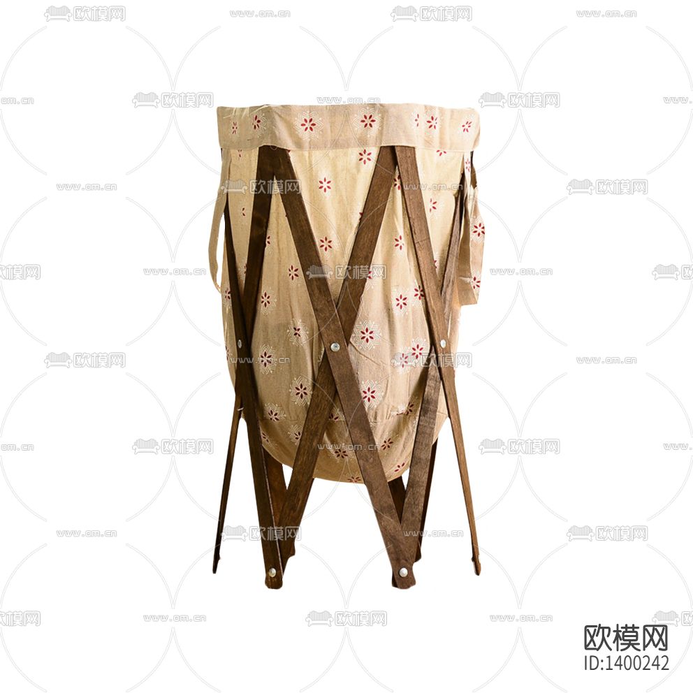 北欧复古做旧实木布艺收纳篮下载