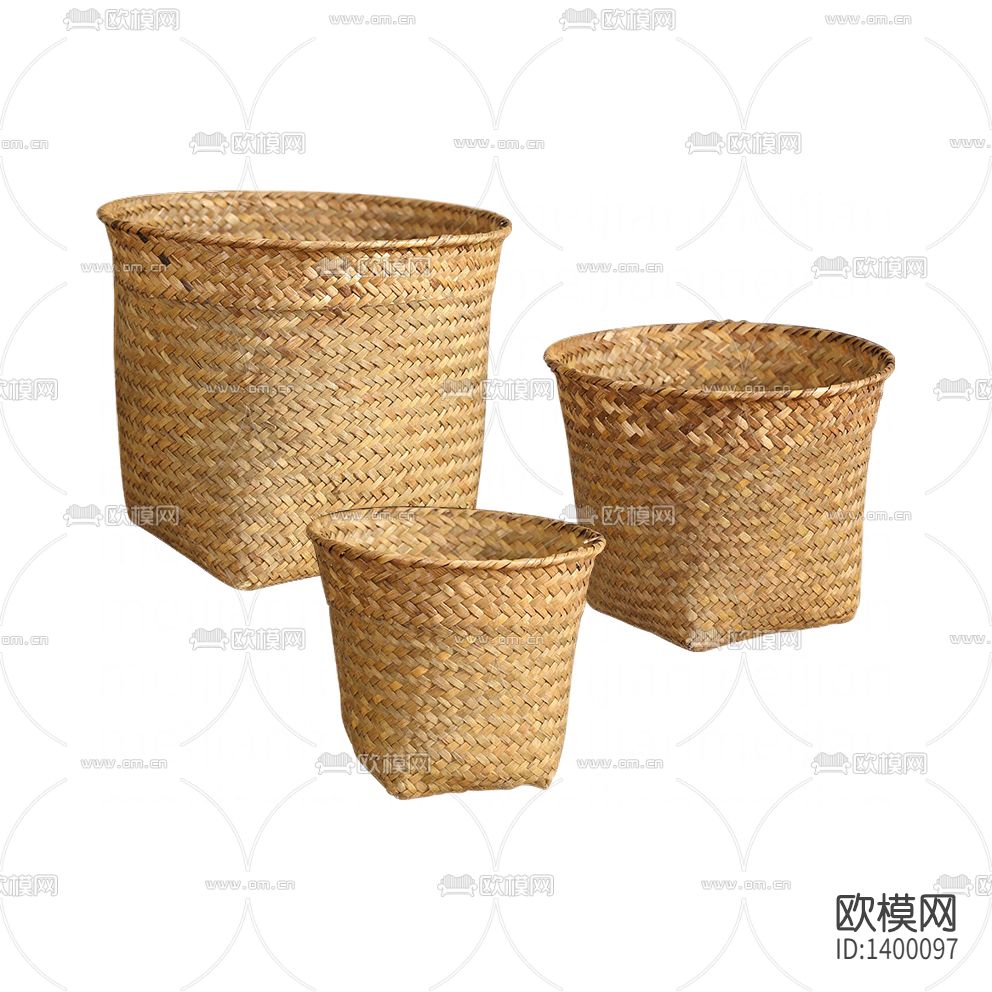 中式复古做旧草编收纳篮