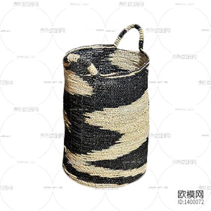 北欧简约创意双色草编收纳篮下载