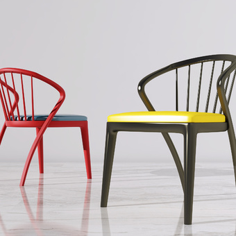 工业风铁艺单椅餐椅3d模型